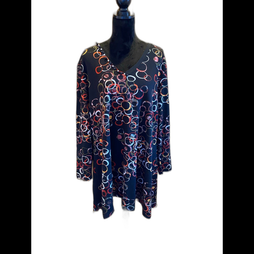 North Style Blouse Tunic  Women’s Short Dress or Long Top‎  Plus Size 2X V Neck